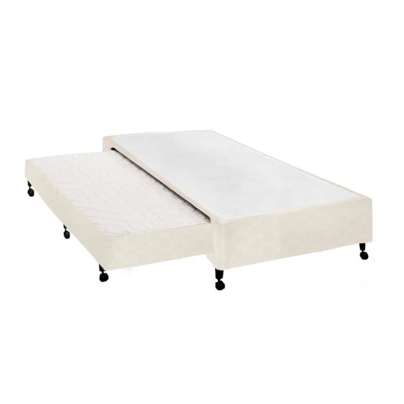 Cama Box Base c/Auxiliar Solteiro Poli Tecido Clean (78x188x27) - Castor - Castor - Móveis
