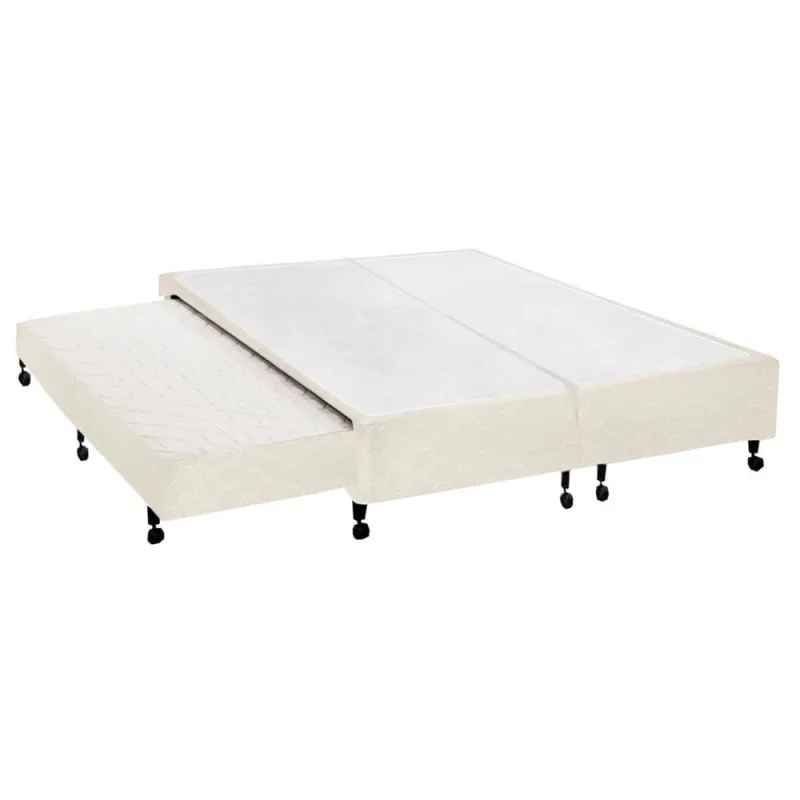 Cama Box Base c/Auxiliar Queen Poli Tecido Clean (158x198x27) - Castor - Castor - Móveis