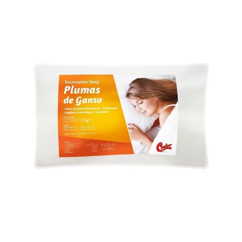 Travesseiro Castor Sleep Pluma De Ganso 40x60x11cm
