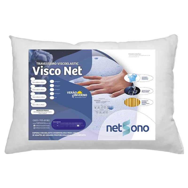 Travesseiro Netsono Visco Net Hot & Cold 50x70x13cm