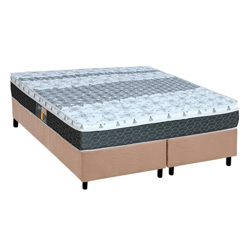 Cama Box Queen: Colchão Molas Bonnel Castor System Class + Base crc Suede Clean(158x198) - Castor - Móveis