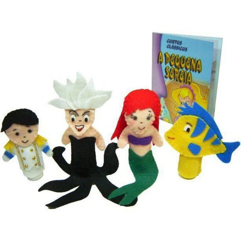 Dedoches De Feltro - Sereia - 4 Personagens - 100% Artesanal