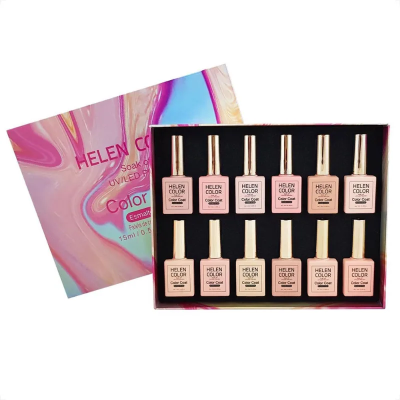 Kit Esmalte Em Gel Tons De Nude 12 Cores Helen Color