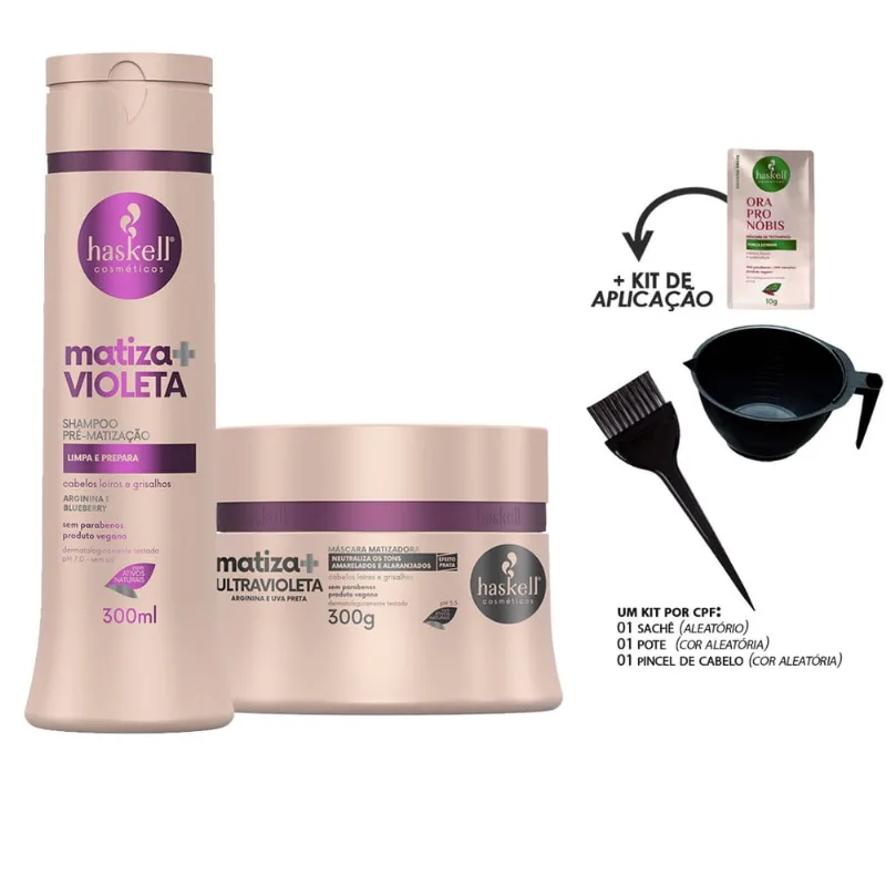 Kit Haskell Shp Matizador + Máscara Ultra Violeta ( + cumbuca/pincel/sachê)