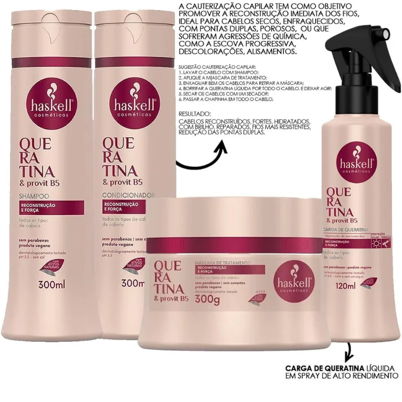 Kit Haskell Queratina com Dexpantenol Capilar 300ml