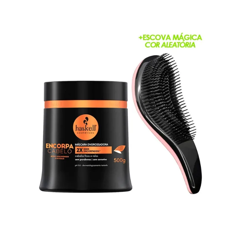 Máscara Haskell Encorpa Cabelo Finos 500g + Escova Mágica