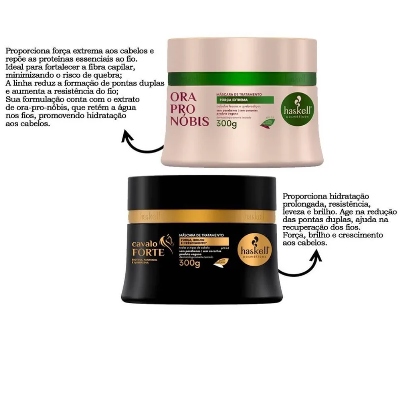 Cronograma Haskell Máscaras Cavalo Forte + Ora Pro Nobis 300G