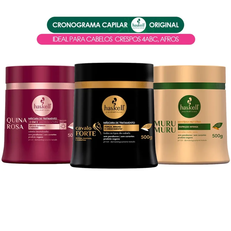 Cronograma Capilar Haskell Cabelos Crespos 500g (quina/cav/muru)