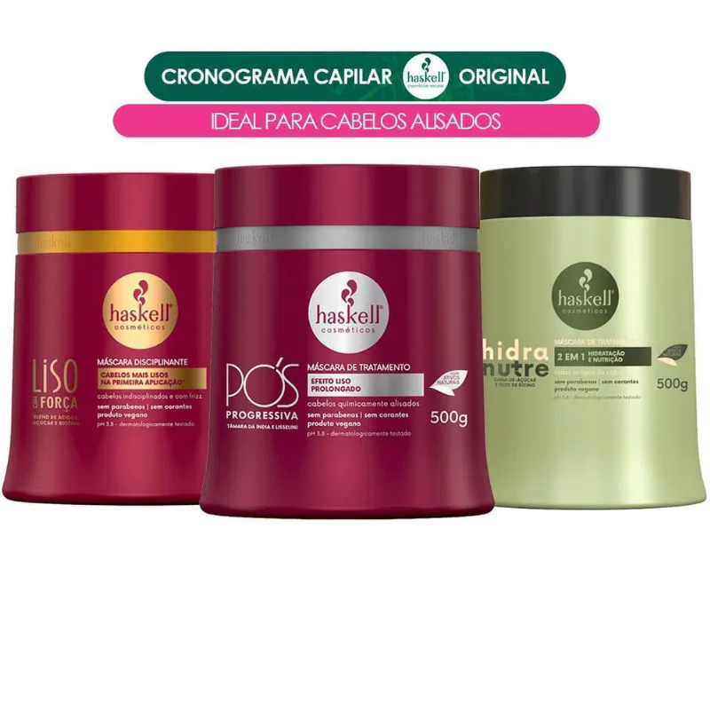 Cronograma Capilar Haskell Cabelos Lisos E Alisados 500G