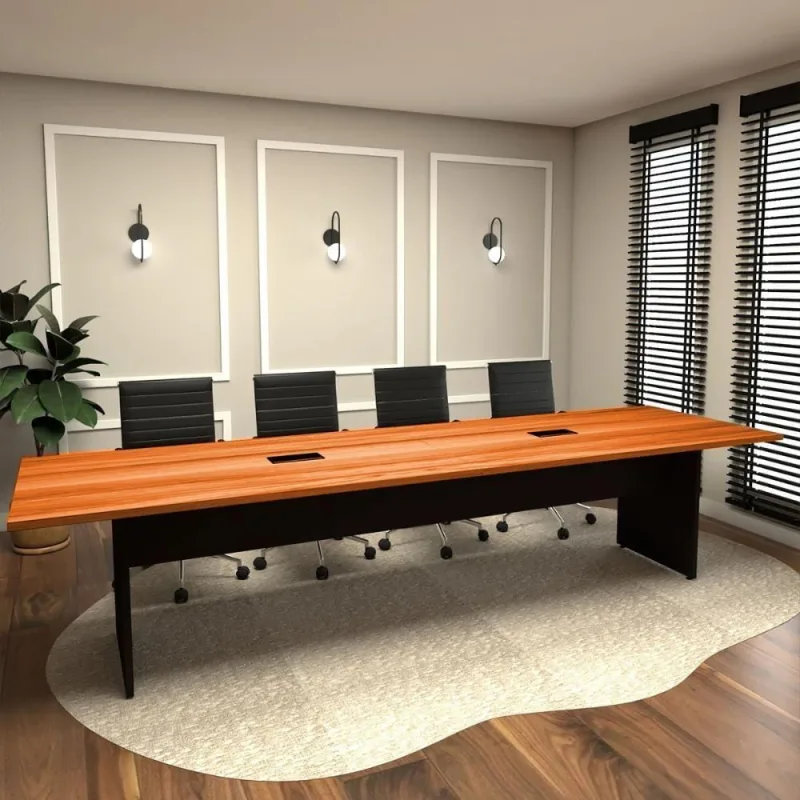 Mesa de Reunião Retangular F5 Office MDF 320CM Freijó com Preto - OUTRAS MARCAS - Agro