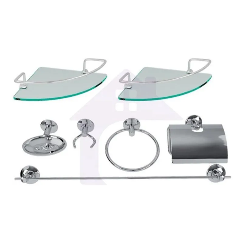 Kit Acessórios Banheiro Inox 5Peças + 2 Porta Shampoo Canto - Não Disponível - Construção E Ferramentas