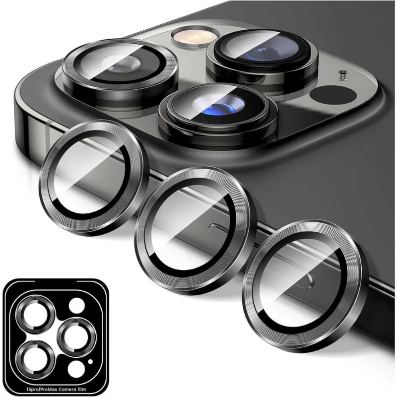 Protetor de lente de câmera para iPhone 15 Pro/ 15 Pro Max