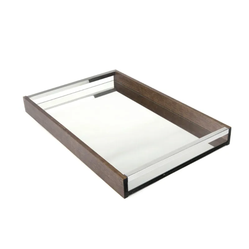 Bandeja em madeira com espelho Woodart Naturals 23x15x4,5cm