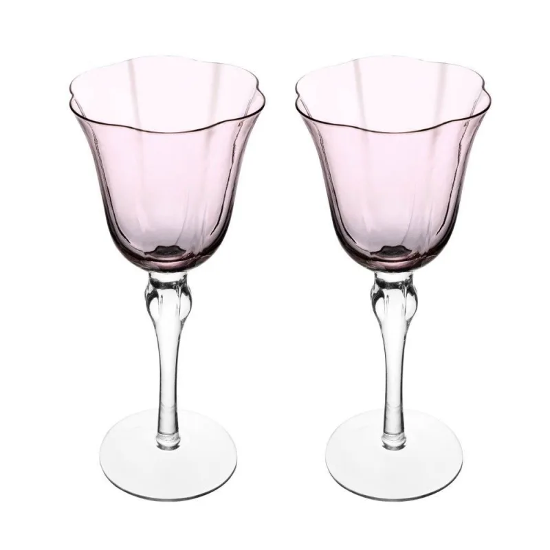 Conjunto 02 Taças Para Vinho De Vidro 250ml Rosa Wolff - Wolff - Utilidades Domesticas