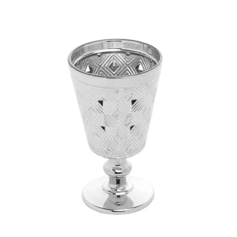 Cj 6 Taças Vidro P/Água Square Prata Metalizado 250Ml