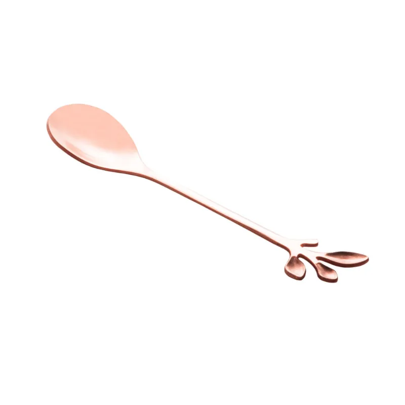 Jogo colheres para chá inox Bon Gourmet Leaves 4 peças rosé