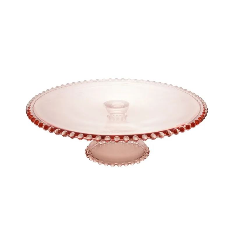 PRATO P/BOLO CRISTAL C/PE PEARL ROSA