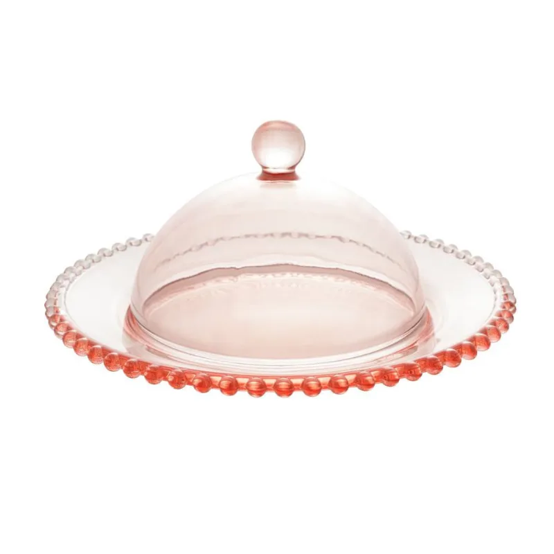 Queijeira Pearl Cristal De Chumbo Rosa 20x9cm - Wolff