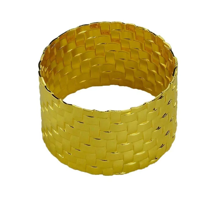 Cj 4 Anéis P/Guardanapos Metal Trançado Dourado 5X3Cm