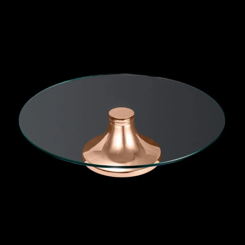 Prato Giratório De Vidro P/Bolo De Aço Rosé Monaco 40X13Cm
