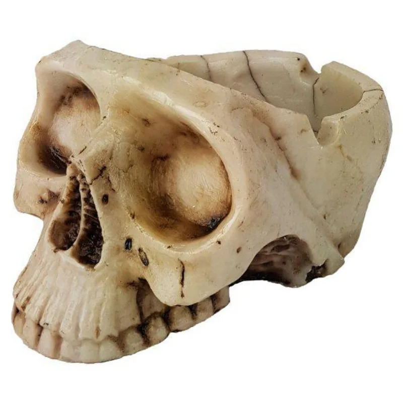 Cinzeiro Caveira Cranio De Resina Betume 6,5x8x11cm