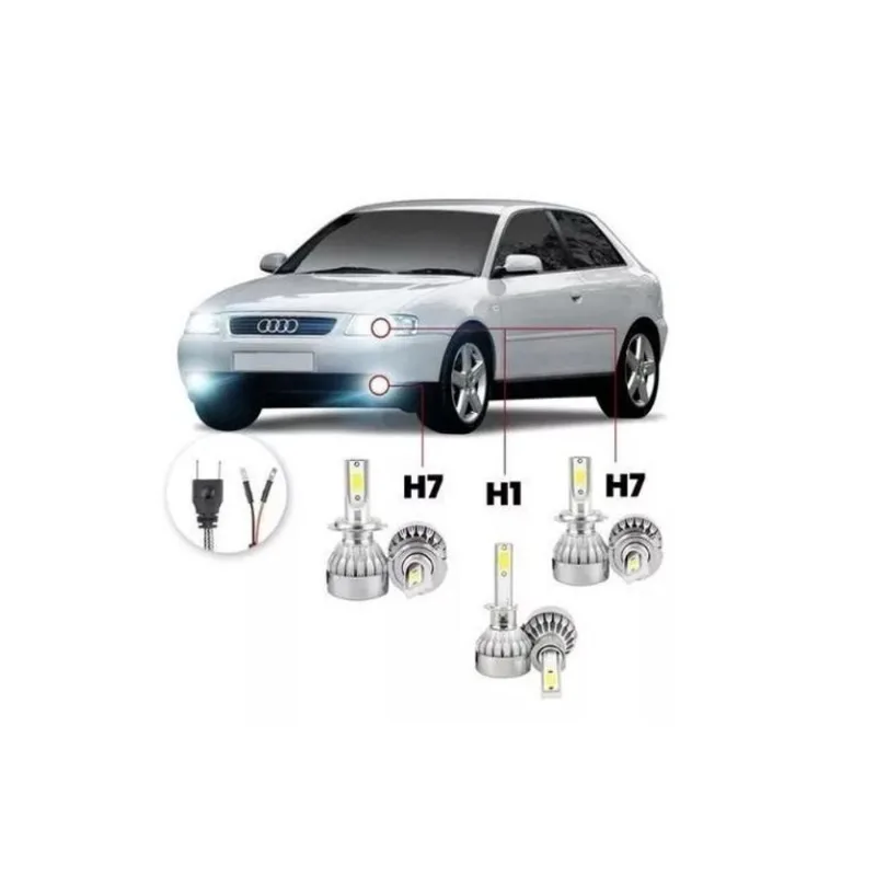 Kit Super Led Audi A3 1996/2003 Farol Alto Baixo E Milha