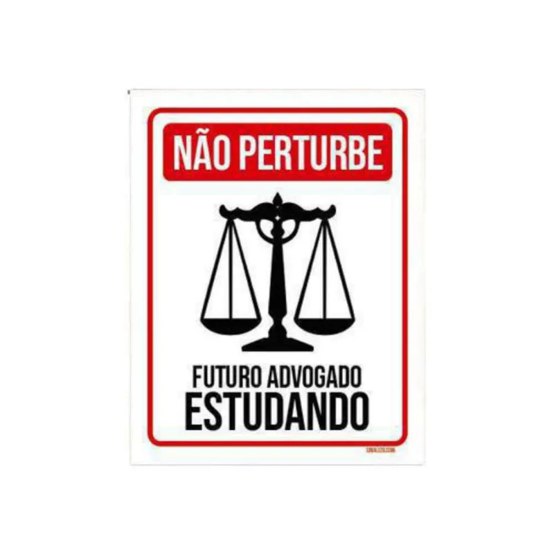 Kit 10 Placas Não Perturbe - Futuro Advogado Estudando