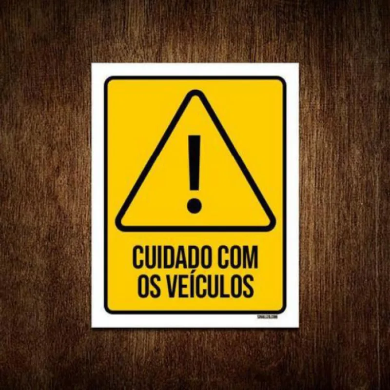 Kit 3 Placas Atenção Cuidado Com Os Veículos