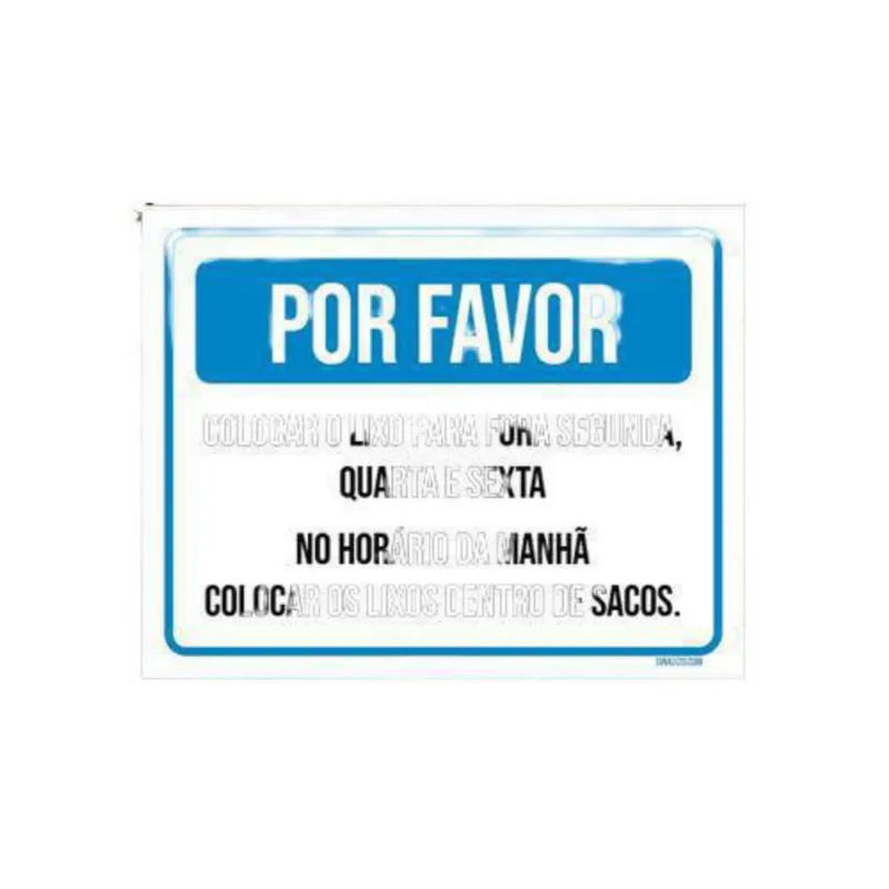 Kit 3 Placas Por Favor Colocar Lixo Para Fora