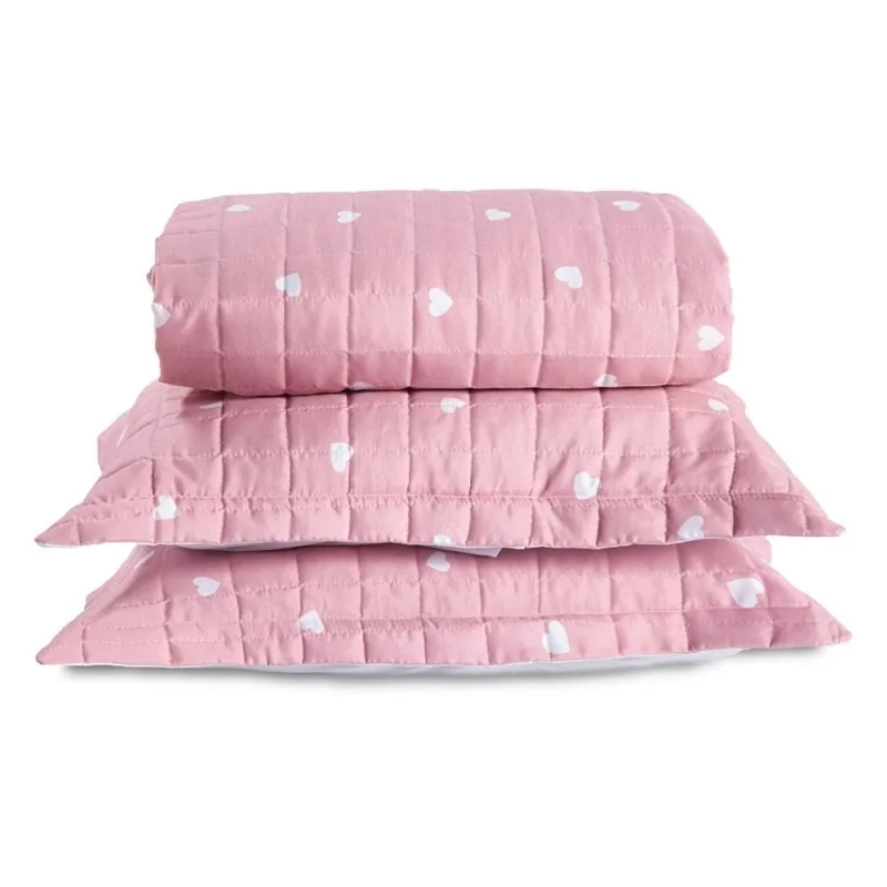 Cobre Leito Queen Essencialle 150 Fios 3 Peças - Corações - 67% Algodão  33% Poliéster - Casa Modelo Enxovais - Cama, Mesa E Banho