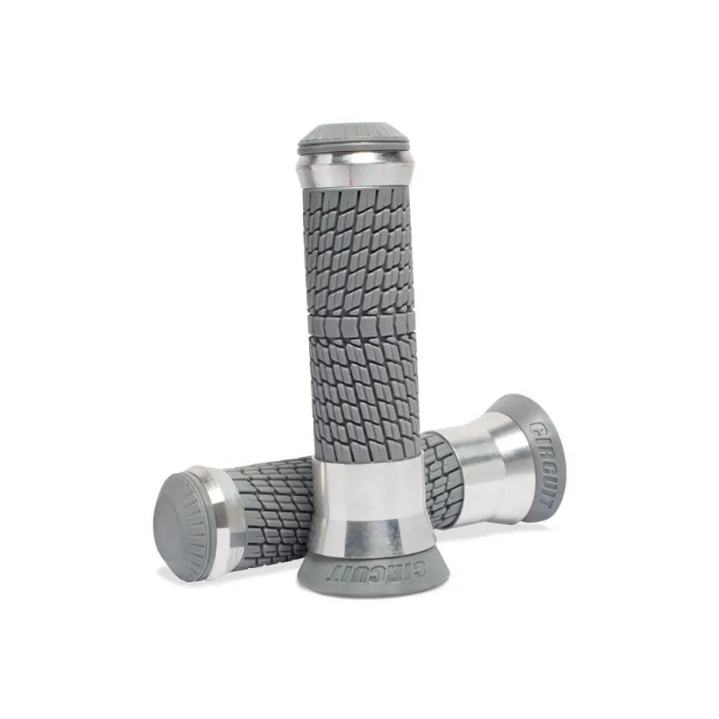 Manopla Para Moto Circuit Storm Cinza Com Anéis Em Alumínio Anodizado Compatível Com Biz 125 Bros