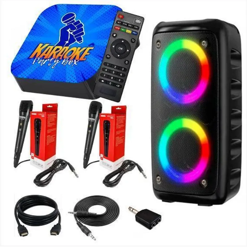 Karaokê Party Box +2 Microfones +caixa De Som (c/ Pontuação)