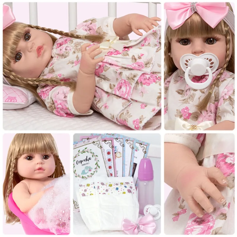 Bebe Reborn Realista Loira Com Chupeta 13 Itens Envio 24Hrs