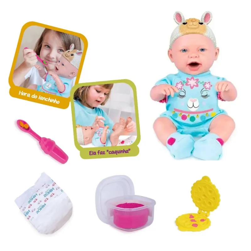 Bebê Reborn Baby Ninos Hora do Lanche Bichinho c/ Acessórios