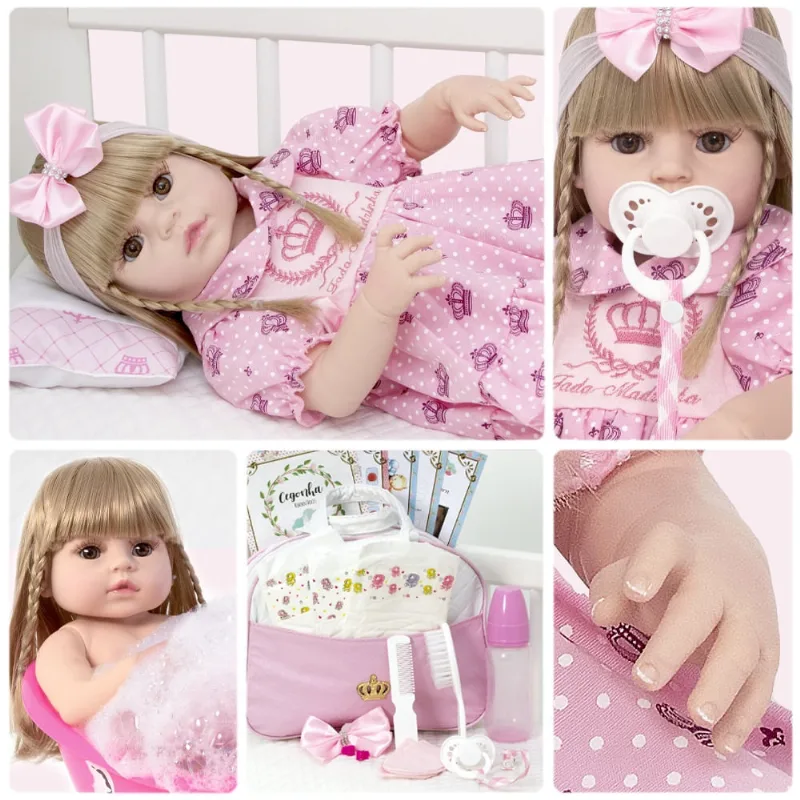 Boneca Reborn Loira Menina Laura Fada Madrinha e Acessórios