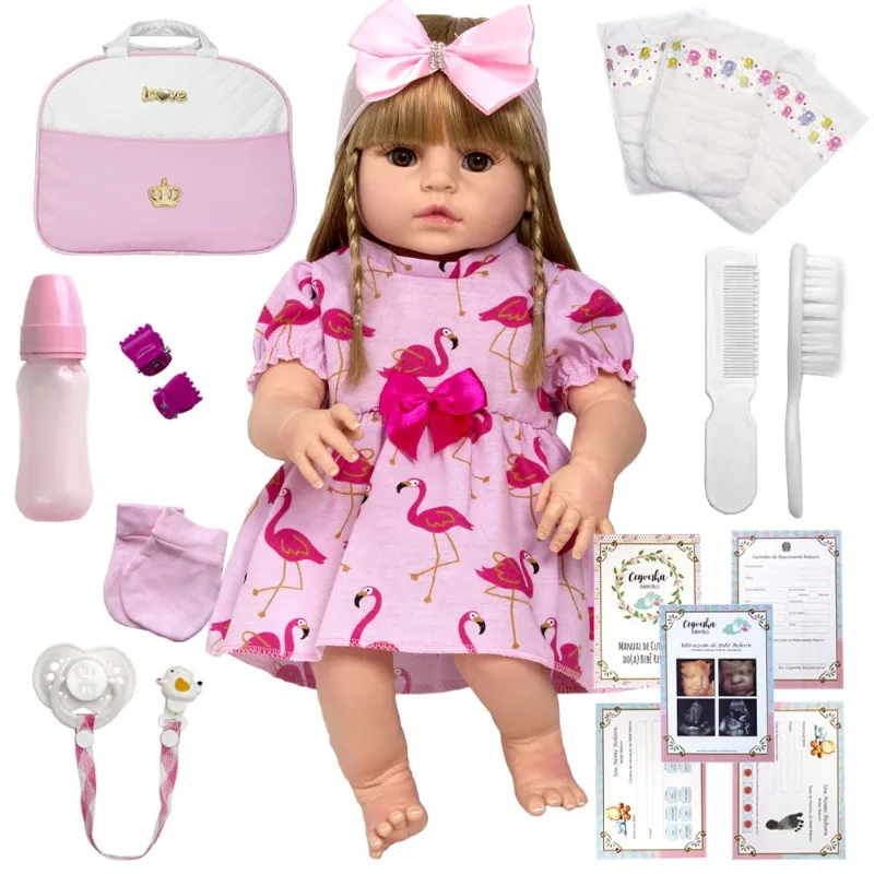 Boneca Reborn Laura Pode Molhar Com Lindos Acessórios