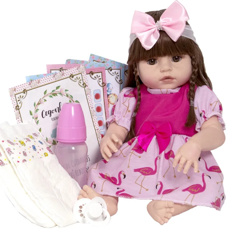 Boneca Reborn Realista Bonita Linda + Enxoval 13 Acessórios