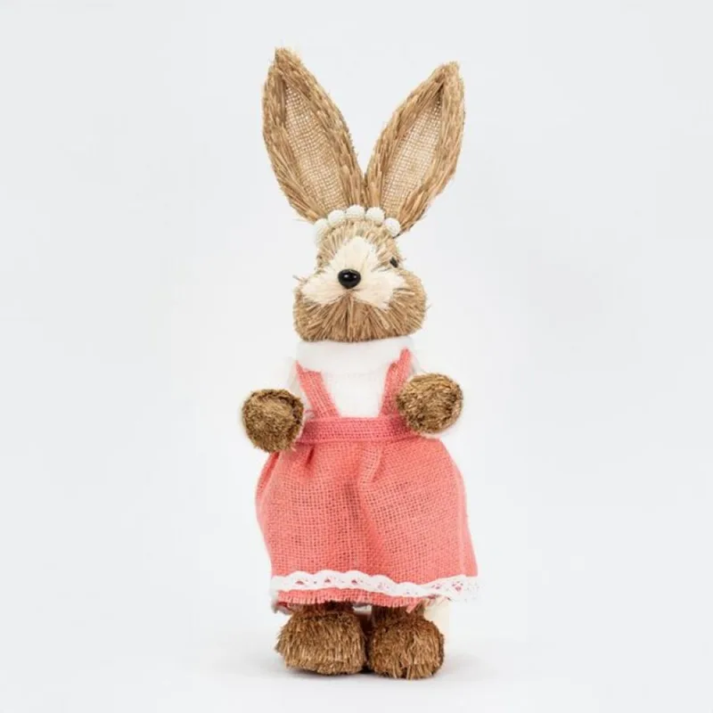 Coelha De Páscoa Decoração Enfeite em Palha Coelhinha 39cm