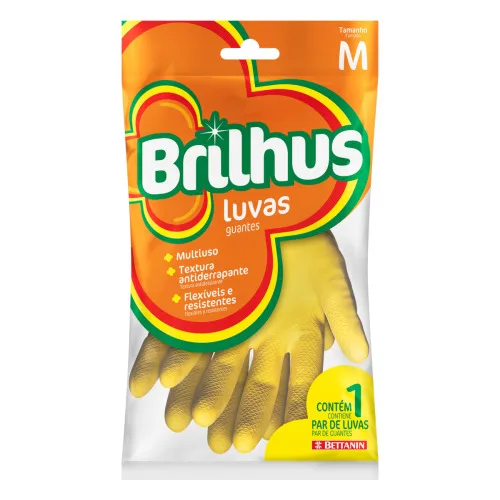 LUVA MULTIUSO AMARELA BRILHUS M - BRILHUS