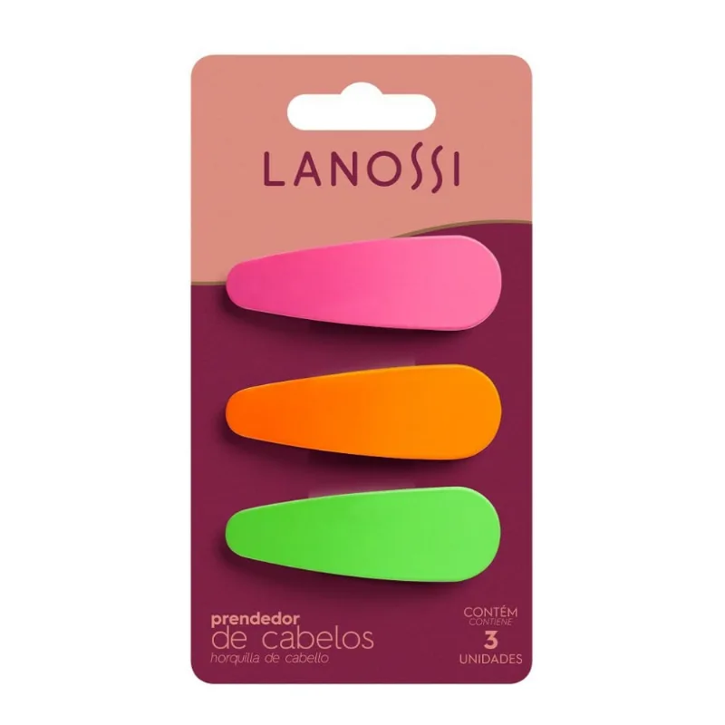 Prendedor De Cabelo Lanossi Neon 3 Unidades