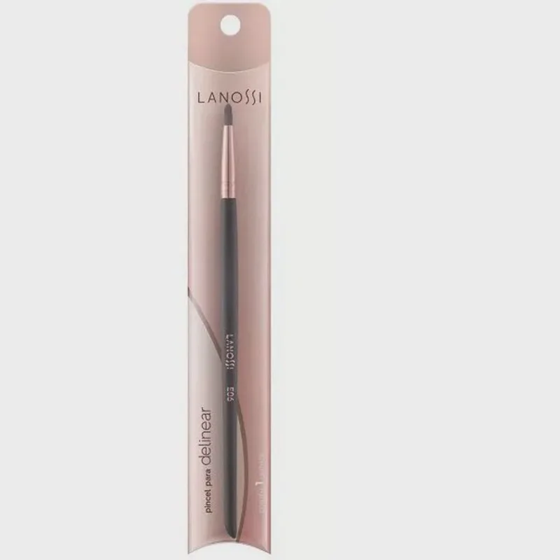 Pincel para Delinear E06 Preto e Rose Metalizado Lanossi LS3006