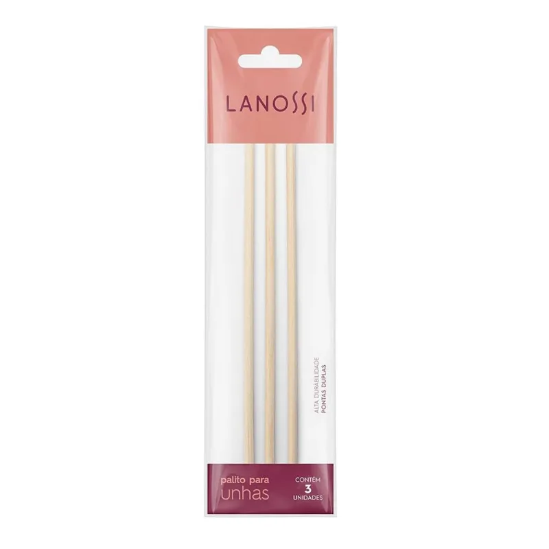 Palito Unha Lanossi Madeira C/3 Unidades