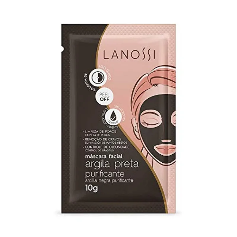 MASCARA FACIAL LANOSSI ARGILA PRETA 10G