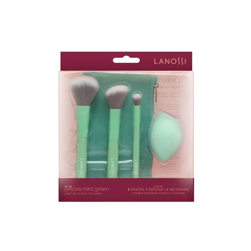 Kit Lanossi Pincel e Esponja Menta 1un