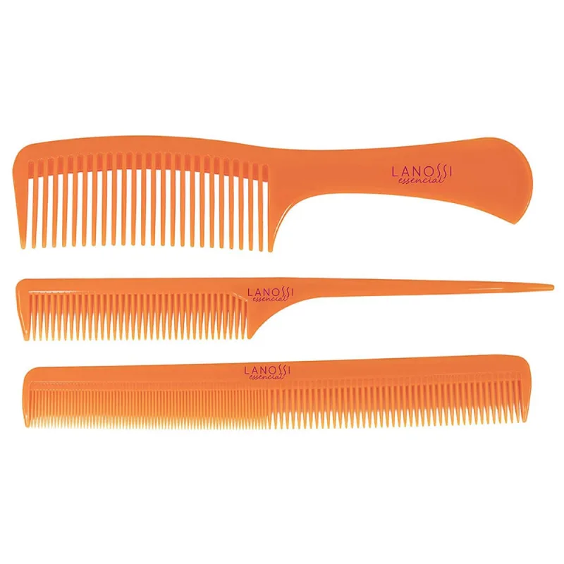 Kit Pente Lanossi Essencial Laranja c/ 3 Unid