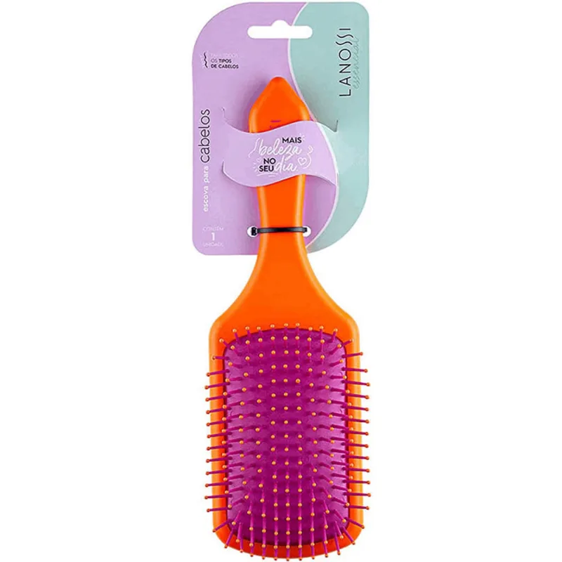 Escova p/ Cabelo Lanossi Quadrada Laranja