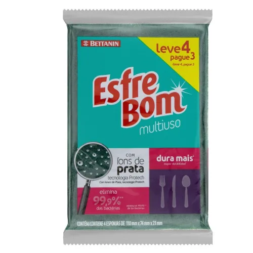 Esponja Multiuso Bettanin Esfrebom Leve 4 Pague 3 Unidades - BETTANIN - Limpeza