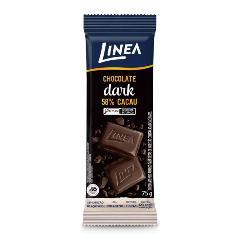 Chocolate Dark 50% Cacau Sem Adição de Açúcar Linea 75g