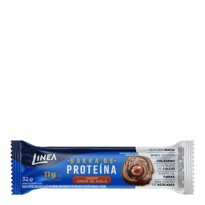 Barra de Proteína Linea Creme de Avelã Cobertura Chocolate ao Leite 32g - Linea - Barra De Proteína