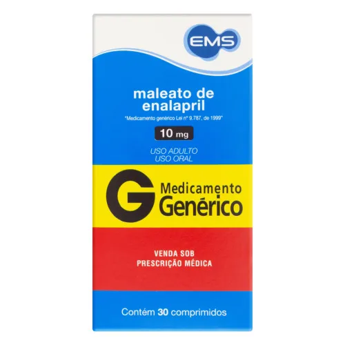 MALEATO DE ENALAPRIL 10MG EMS CAIXA 30 COMPRIMIDOS - EMS - Medicamentos